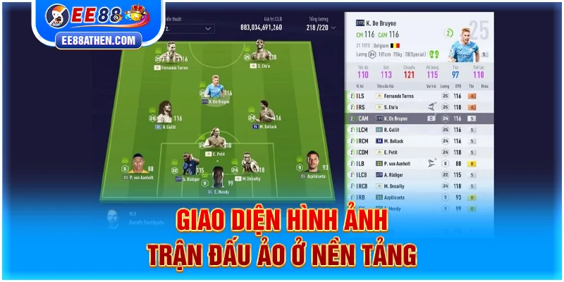 Giao diện hình ảnh trận đấu ảo ở EE88